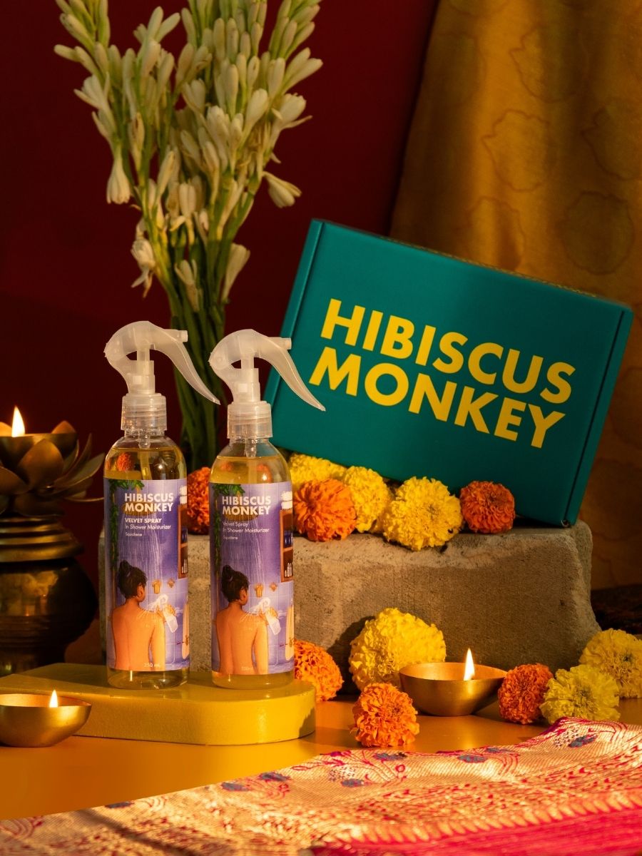 Hibiscus Monkey Velvet Spray In Shower Body Moisturizer Bundle Combo