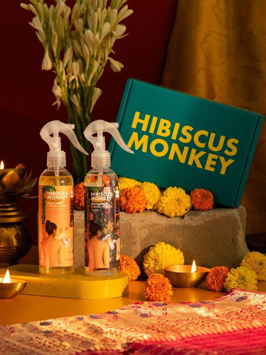 Hibiscus Monkey Velvet Spray In Shower Body mositurizer Bundle