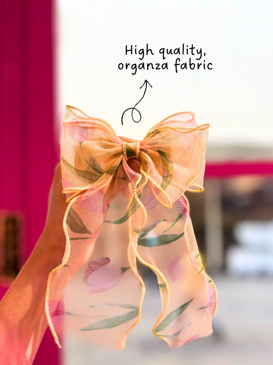 Floral Organza Bow Hair-Clip
