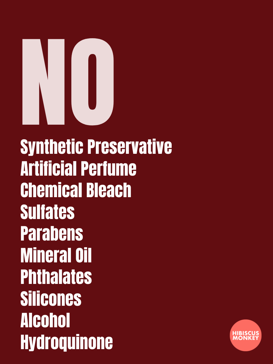 Ingredients not used in velvet spray sharbat in-shower body moisturizer