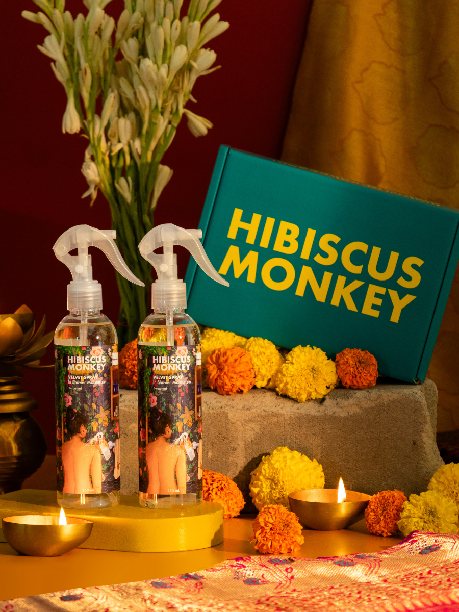 Hibiscus Monkey velvet spray In Shower Body Moisturizer bottle

