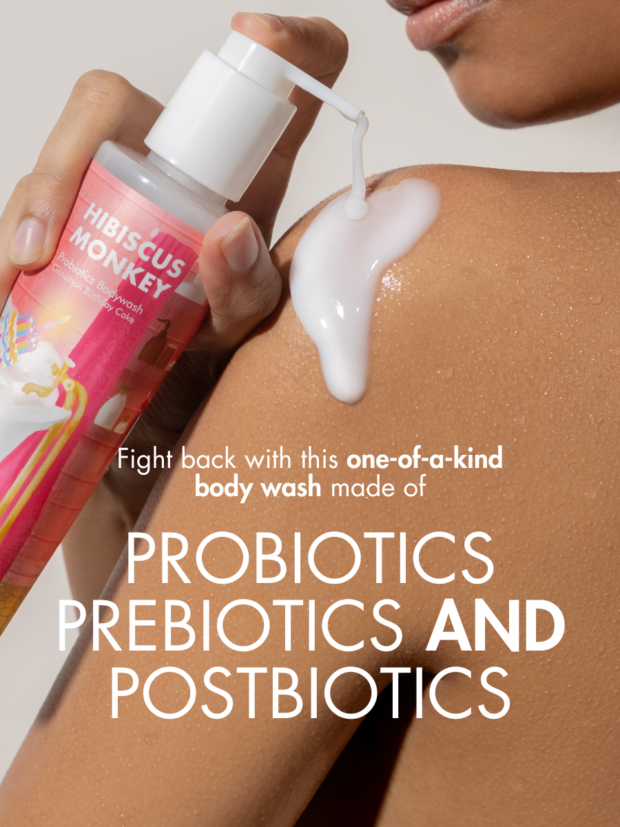 Cinnamon Birthday Cake Bodywash made of probiotics, prebiotics, and postbiotics