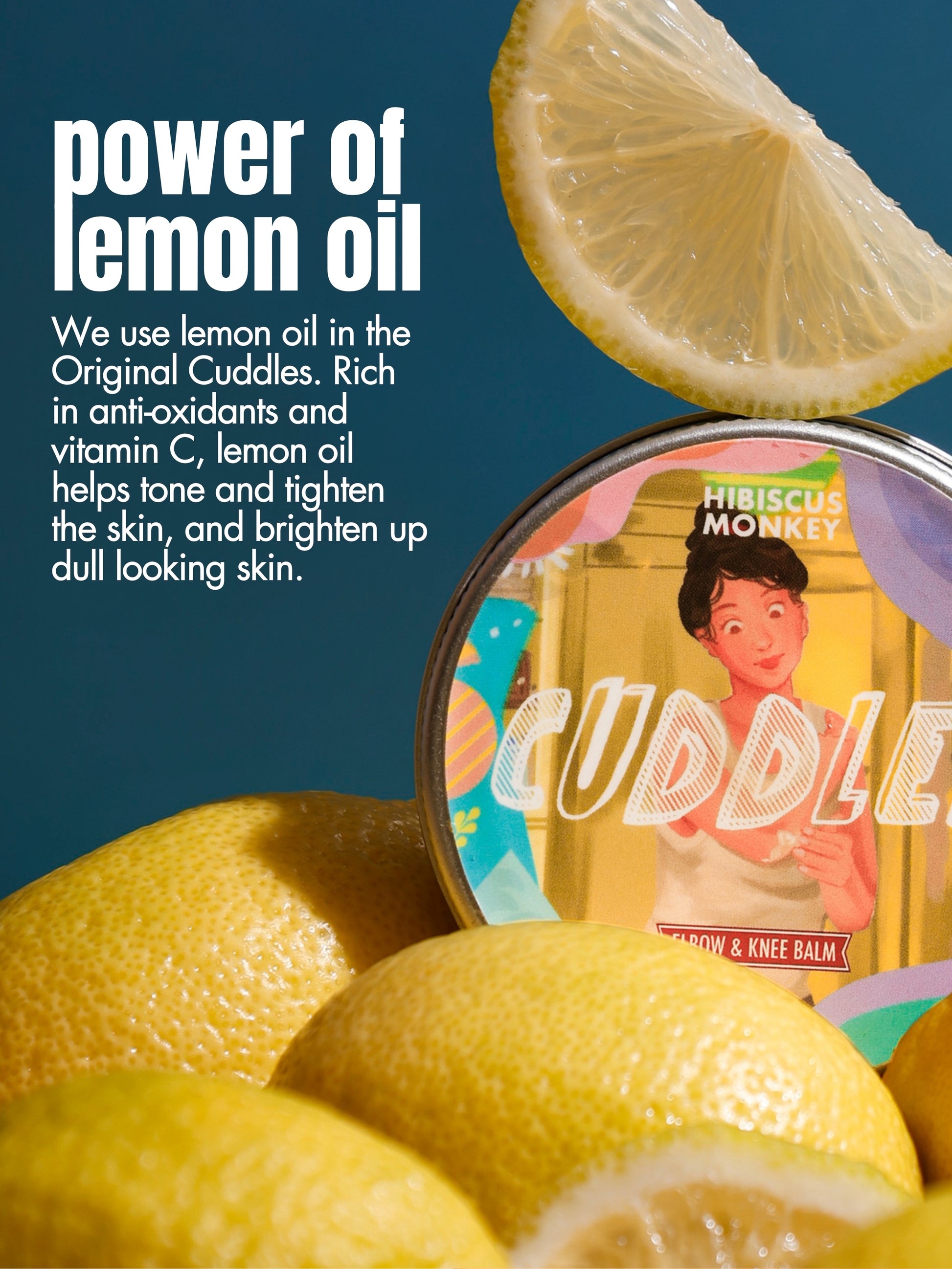 Cuddles knee and elbow balm with lemon oil for pigmented skin