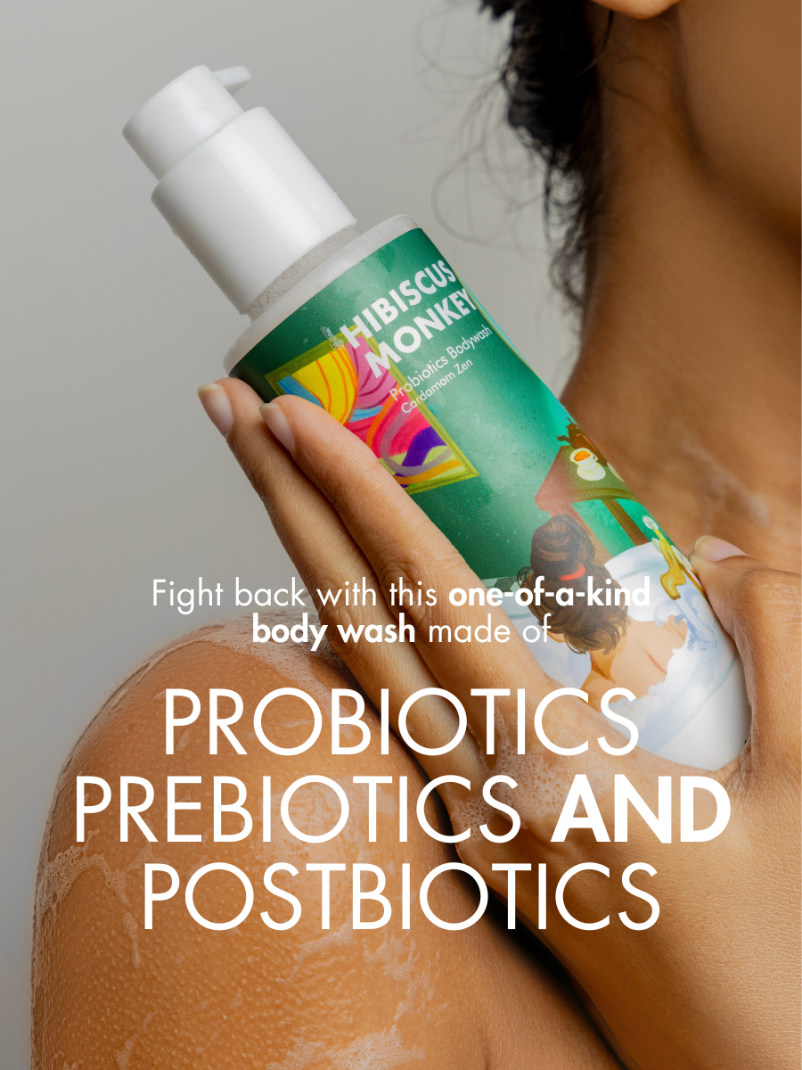 Body wash made with probiotics, prebiotics, and postbiotics