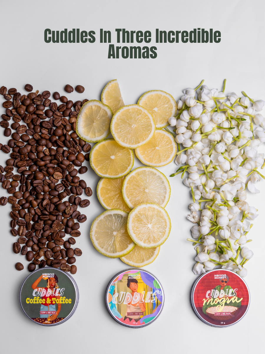 Three variants of cuddles knee and elbow balm