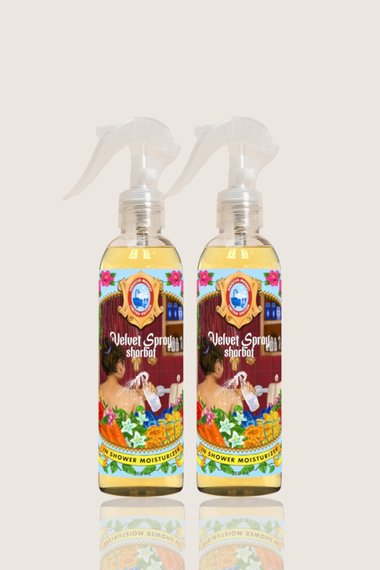 Velvet spray sharbat twin bundle in-shower moisturizer